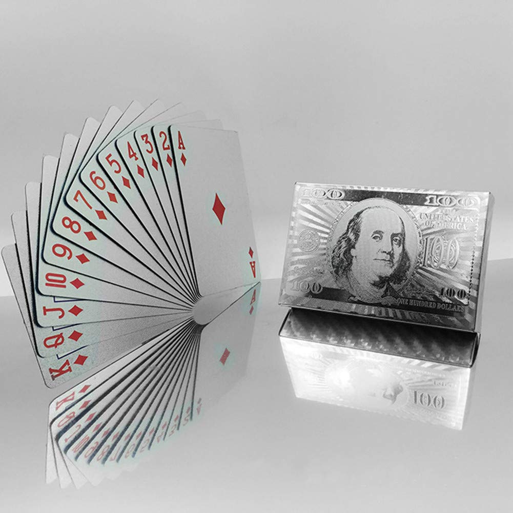 Amazon.com: jcoral 2 Pack Dollar Playing Cards Silver Gold Poker